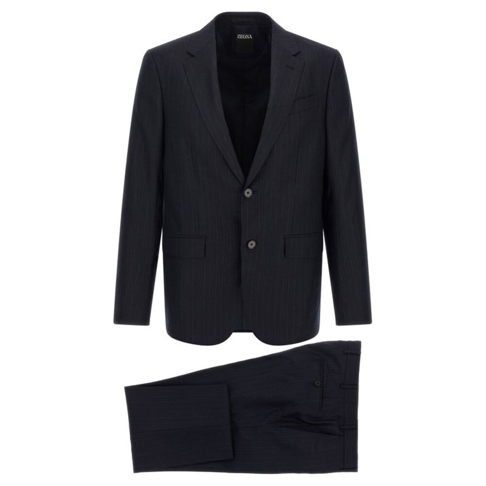 ZEGNA Blue Wool Two-Piece Men's Suit
